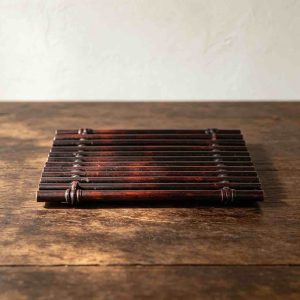 Home DarkAntiqueHorizontalSlatBambooTrayRusticKitchenAccessory