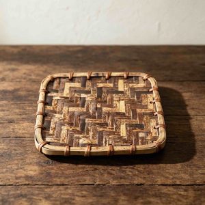 Home MixedTigerBambooHerringboneSquareWeaveServingTrayNaturalHome