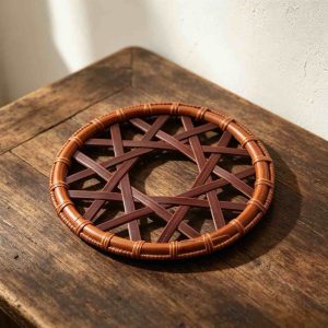 Home VintageStarInterwovenRoundBambooTrivetWabiSabiSlowLivingDecor