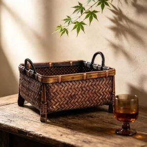 architectural footed bamboo organizer
