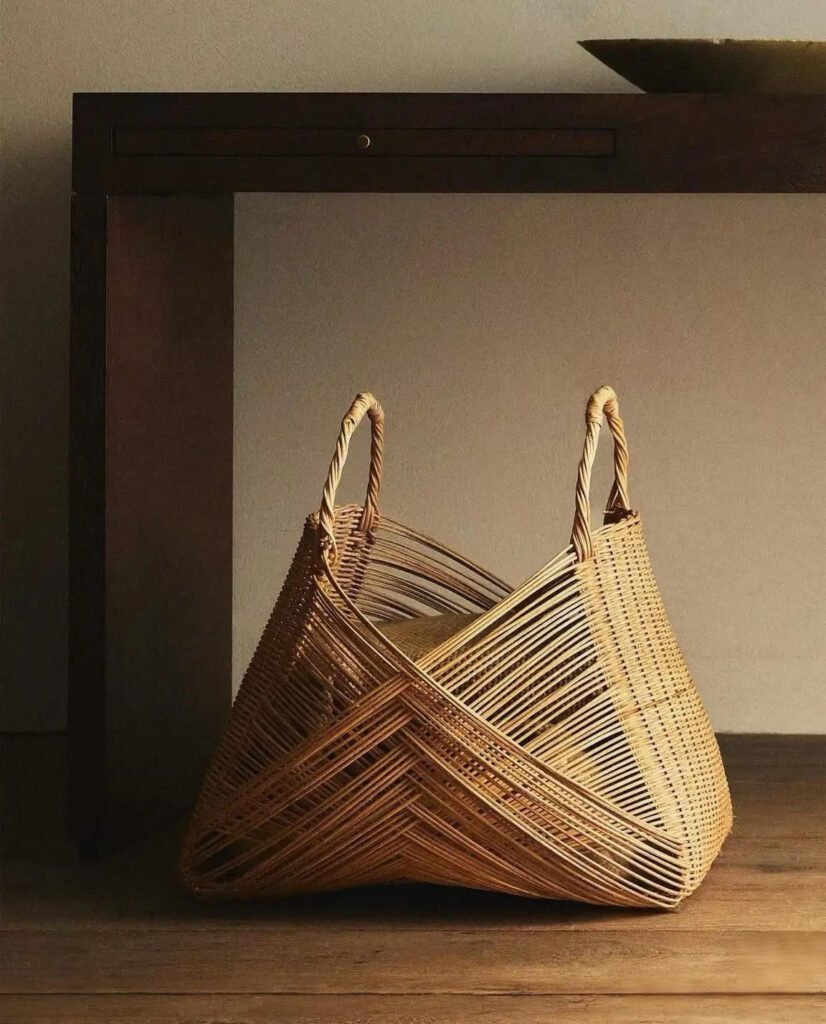 handcrafted bamboo woven functional art bag