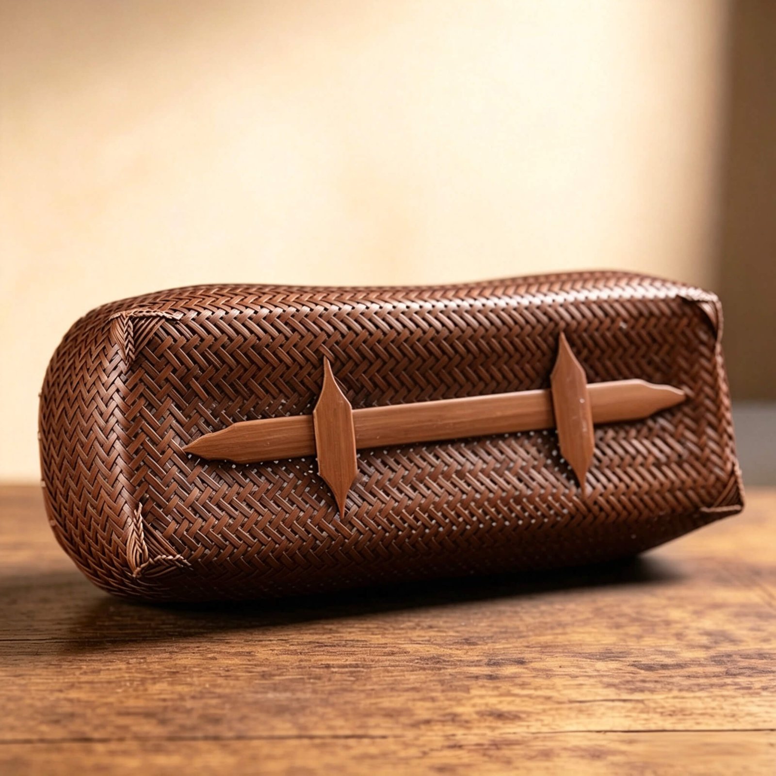 handcrafted_vintage_narrow_deep_dark_brown_bamboo_basket_bottom_view_detail